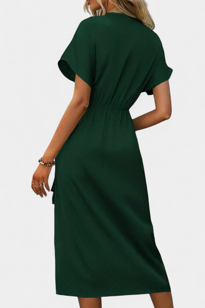 Vestido Cruzado Exclusivo Con Cinturón Abertura Sutil