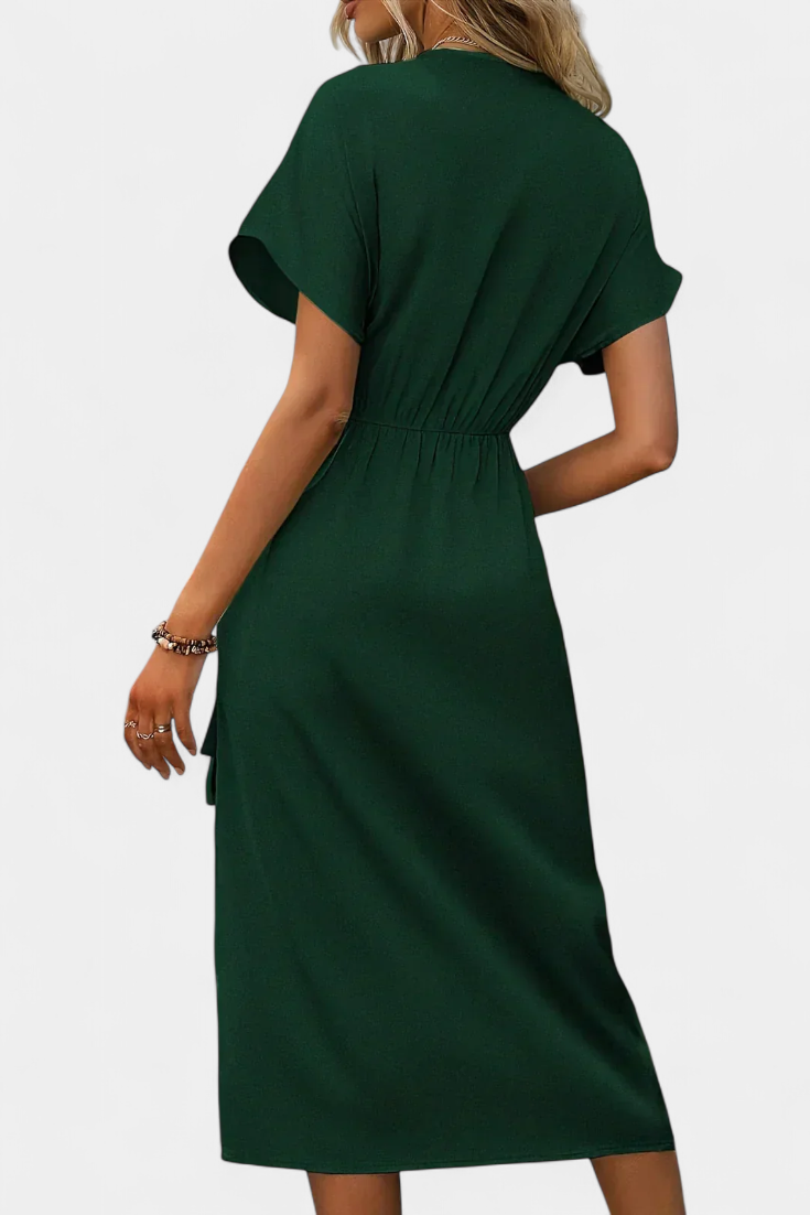 Vestido Cruzado Exclusivo Con Cinturón Abertura Sutil