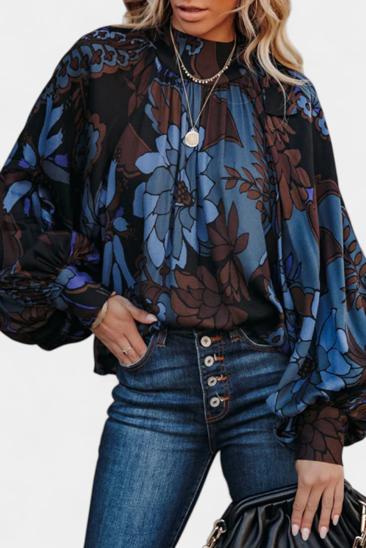 Blusa Manga Larga Dulce Lado Con Lazo Y Cuello Alto