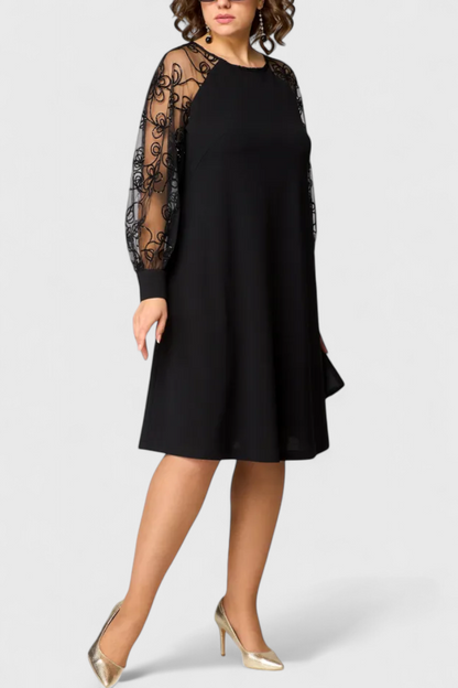 Vestido De Encaje Luxe Con Mangas Largas Chic Exclusivo