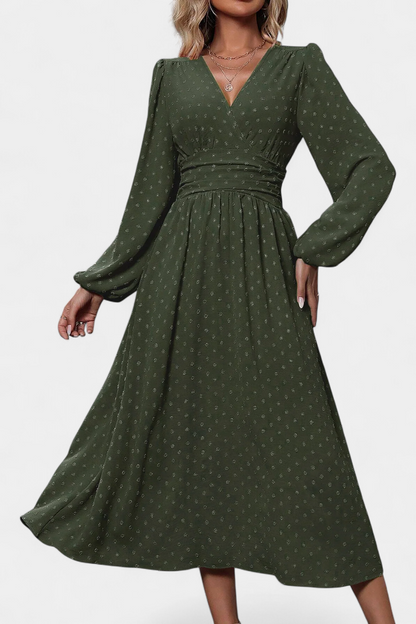 Faela Vestido Midi Oficina Lunares Suizos Exclusiva