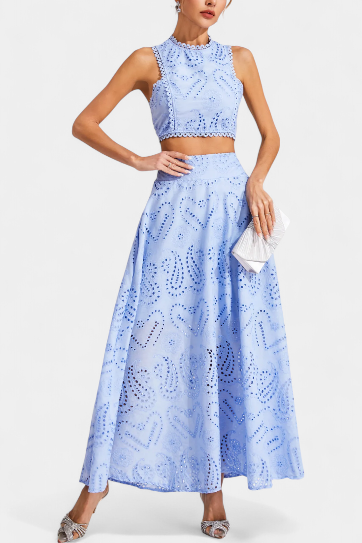 Conjunto Romántico Danitza Encaje Floral Calado Chic