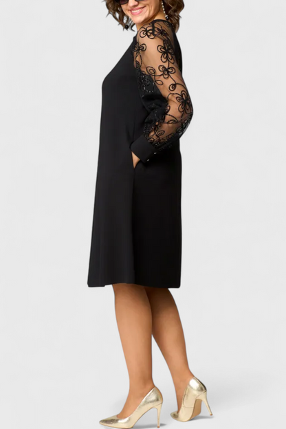Vestido De Encaje Luxe Con Mangas Largas Chic Exclusivo