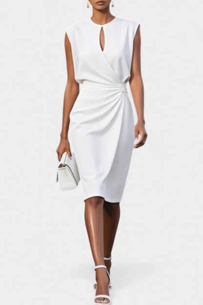 Vestido Midi Manga Larga Con Cuello Redondo Exclusiva