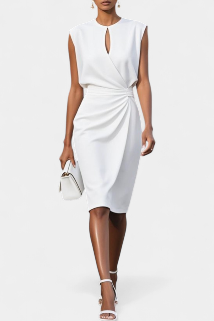 Vestido Midi Manga Larga Con Cuello Redondo Exclusiva