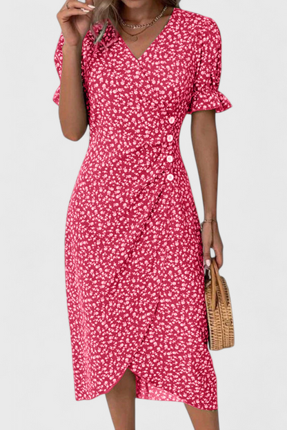 Vestido Midi Floral Con Escote En V Joana Chic Exclusiva
