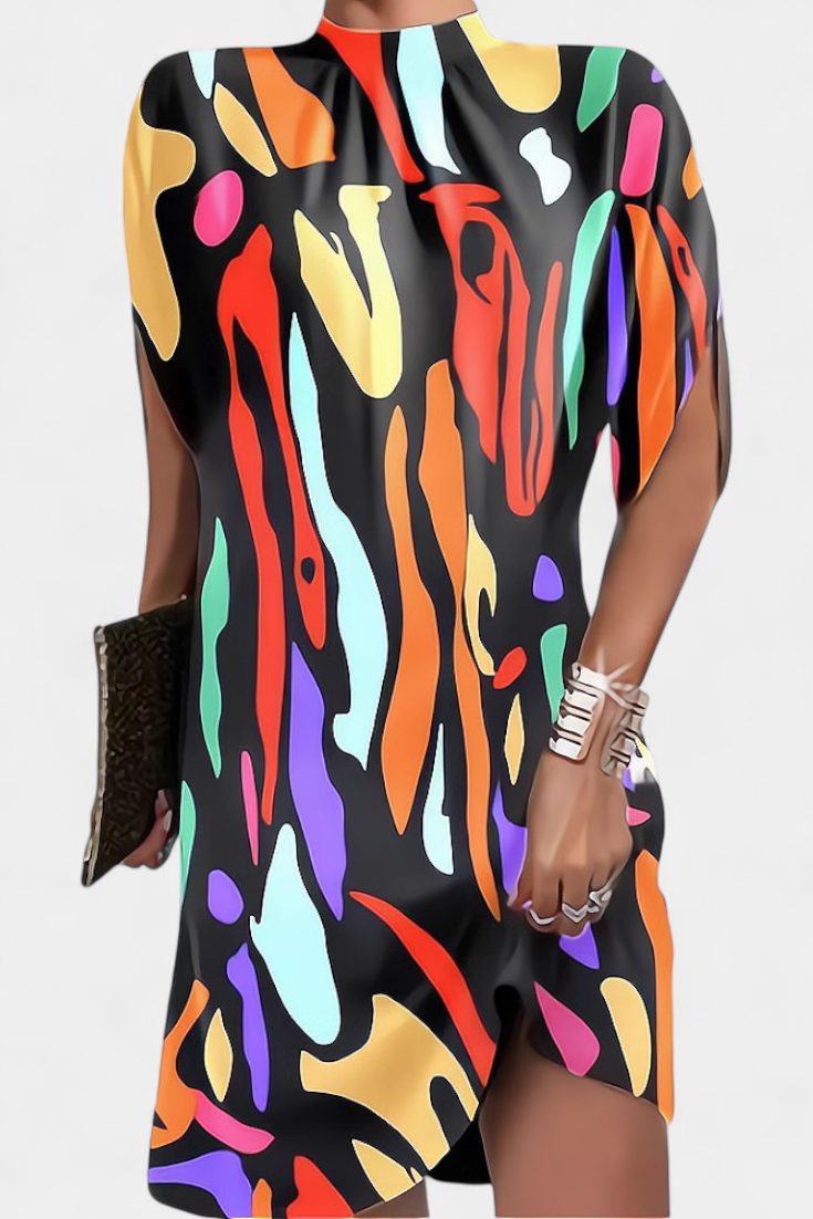 Haruna Vestido Midi Monocromo Escote Redondo Risueño