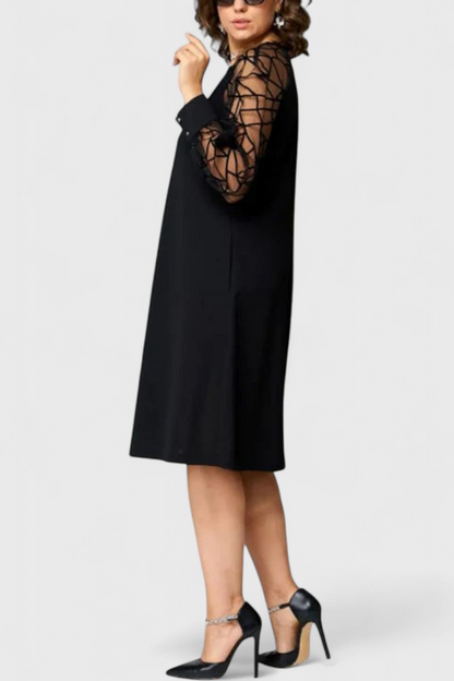 Vestido Negro con Mangas de Malla Colección Premium Pícaro