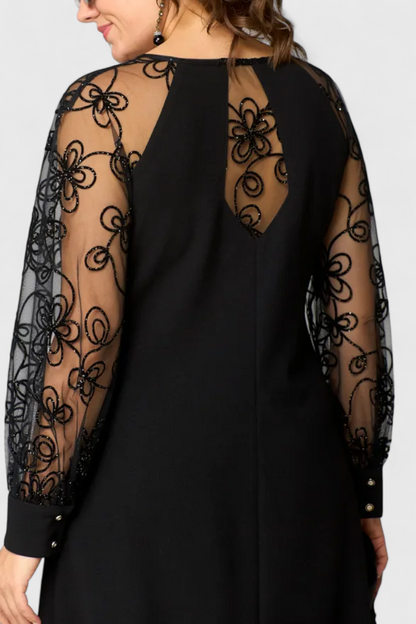 Vestido De Encaje Luxe Con Mangas Largas Chic Exclusivo