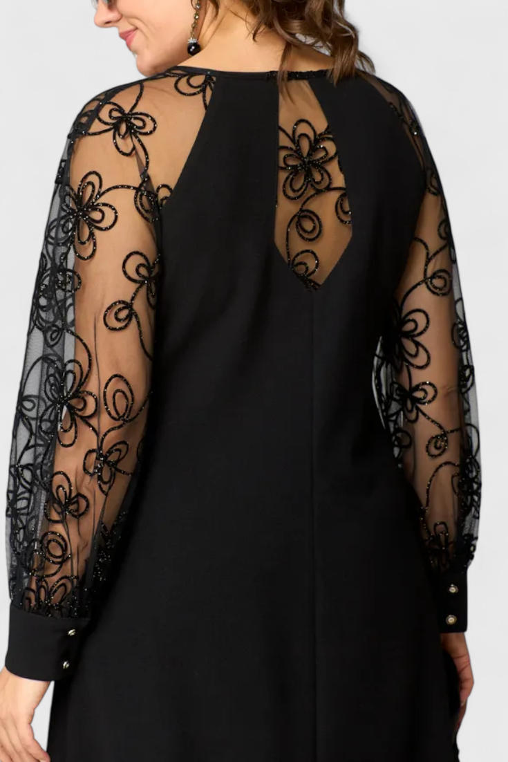 Vestido De Encaje Luxe Con Mangas Largas Chic Exclusivo