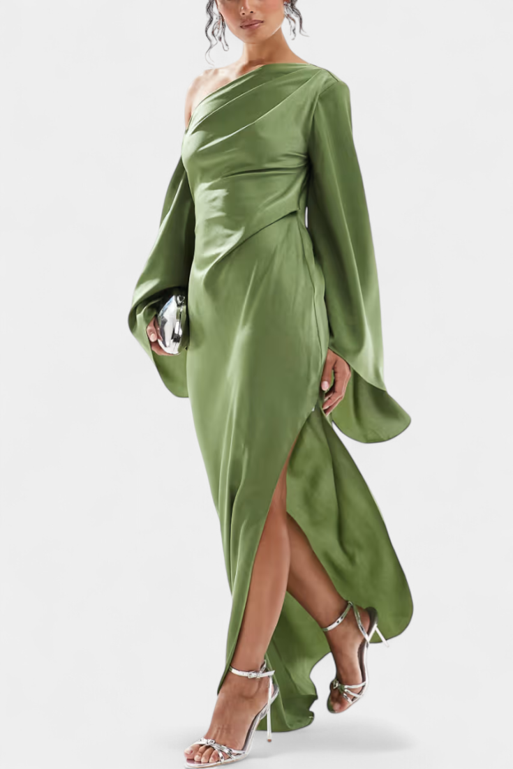 Vestido Maxi Un Hombro Con Cintura Esculpida Juguetón