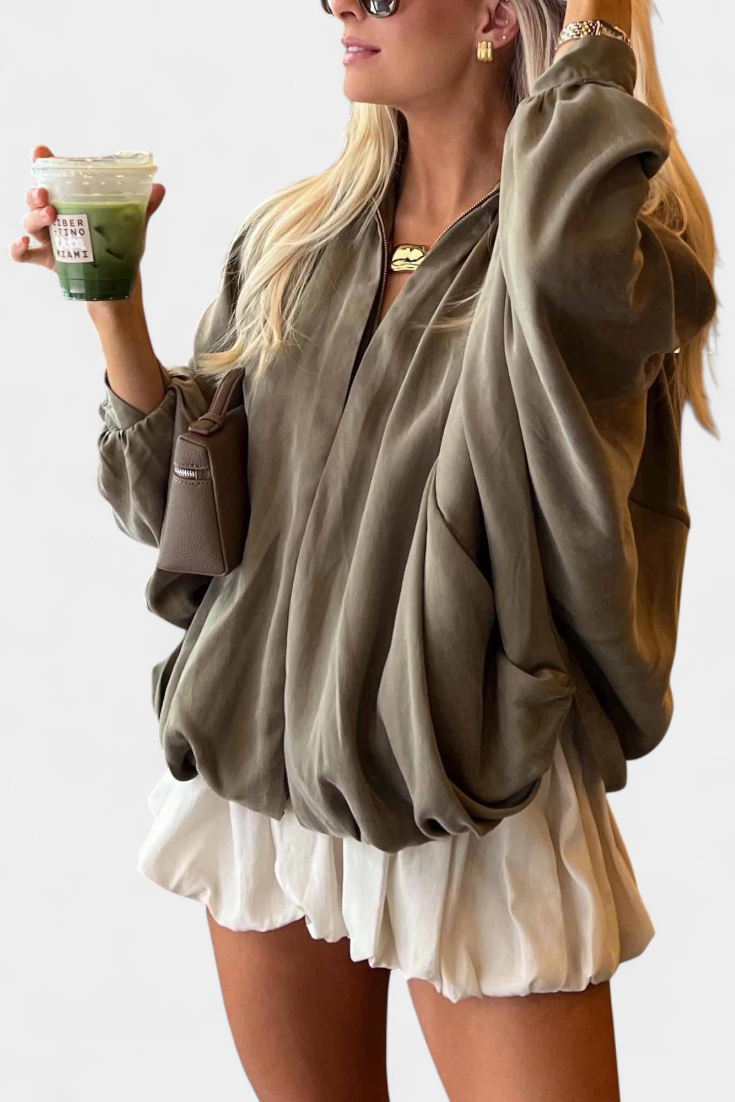 Maude Chaqueta Verde Oliva Con Mangas Abullonadas Exclusiva