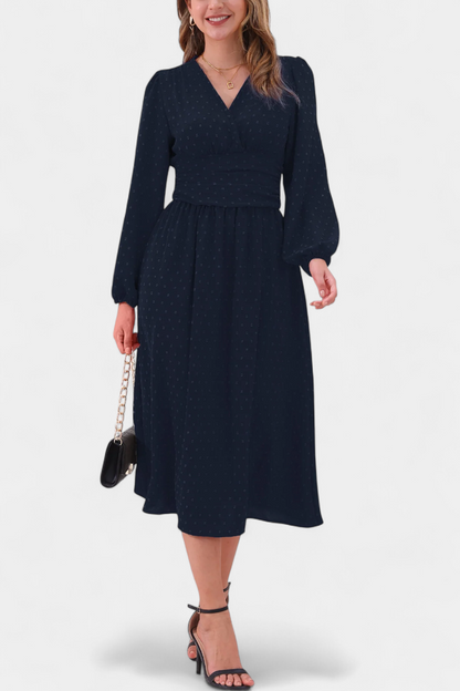 Faela Vestido Midi Oficina Lunares Suizos Exclusiva