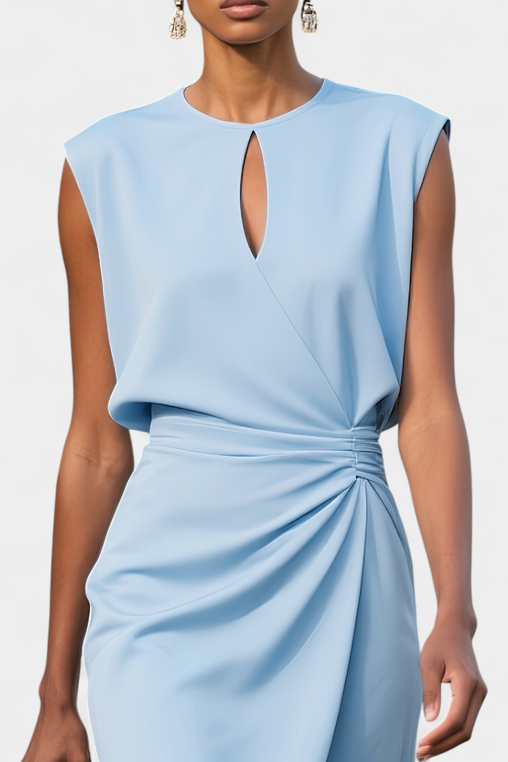 Vestido Midi Manga Larga Con Cuello Redondo Exclusiva