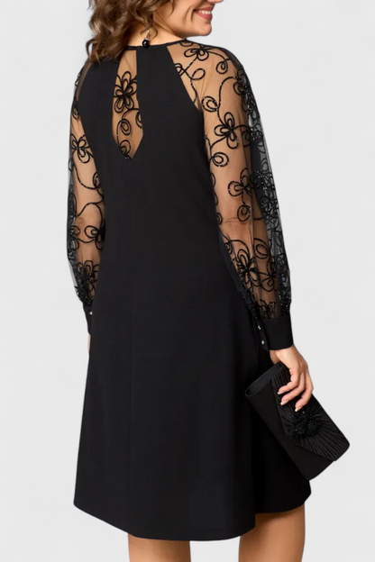 Vestido De Encaje Luxe Con Mangas Largas Chic Exclusivo