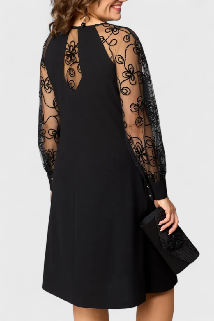 Vestido De Encaje Luxe Con Mangas Largas Chic Exclusivo