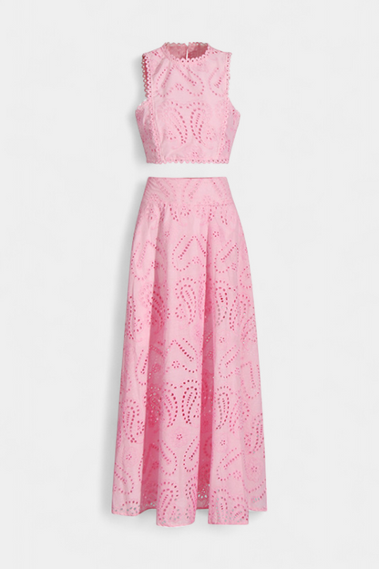 Conjunto Romántico Danitza Encaje Floral Calado Chic