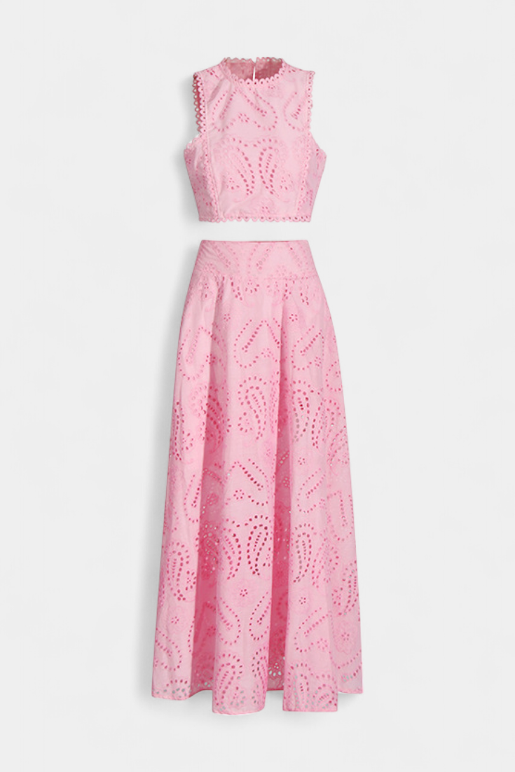 Conjunto Romántico Danitza Encaje Floral Calado Chic
