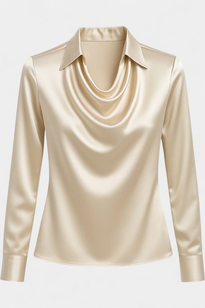 Blusa Satinada Con Escote En Cascada De Lujo Y Encanto