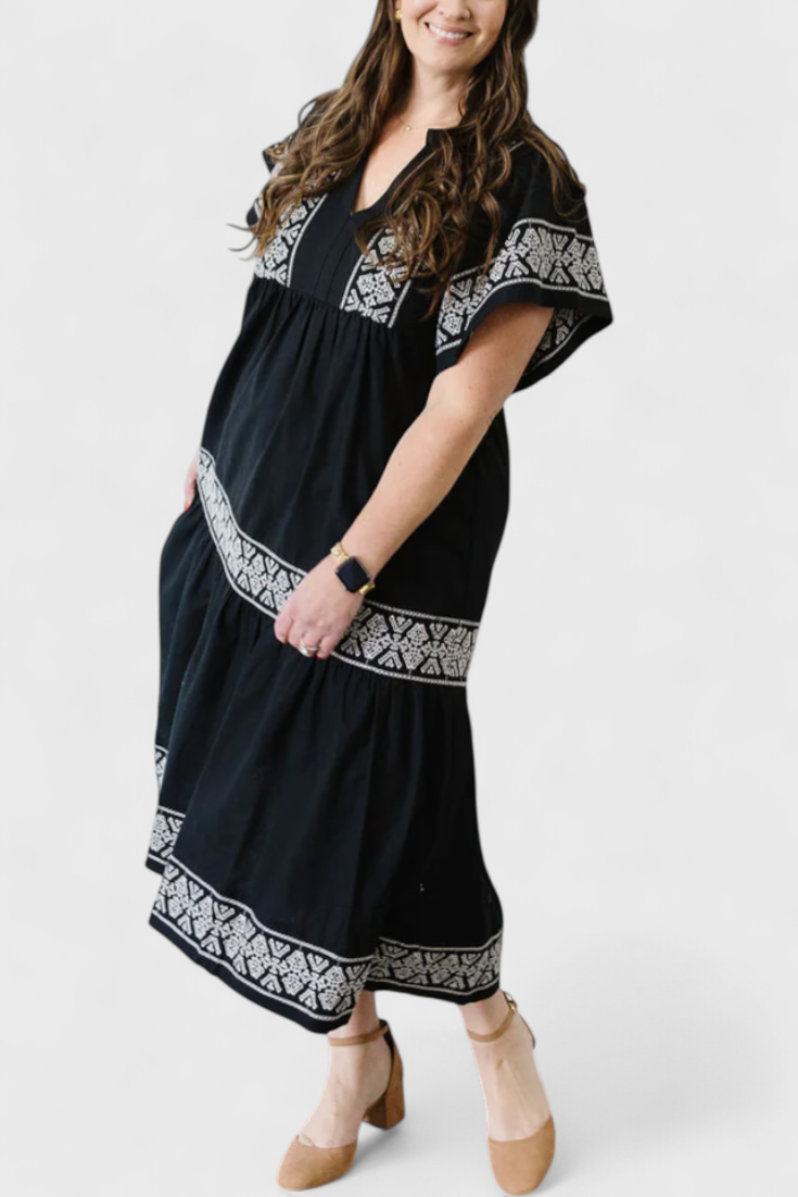 Vestido Maxi Boho Allona Con Escote En V Encanto Natural