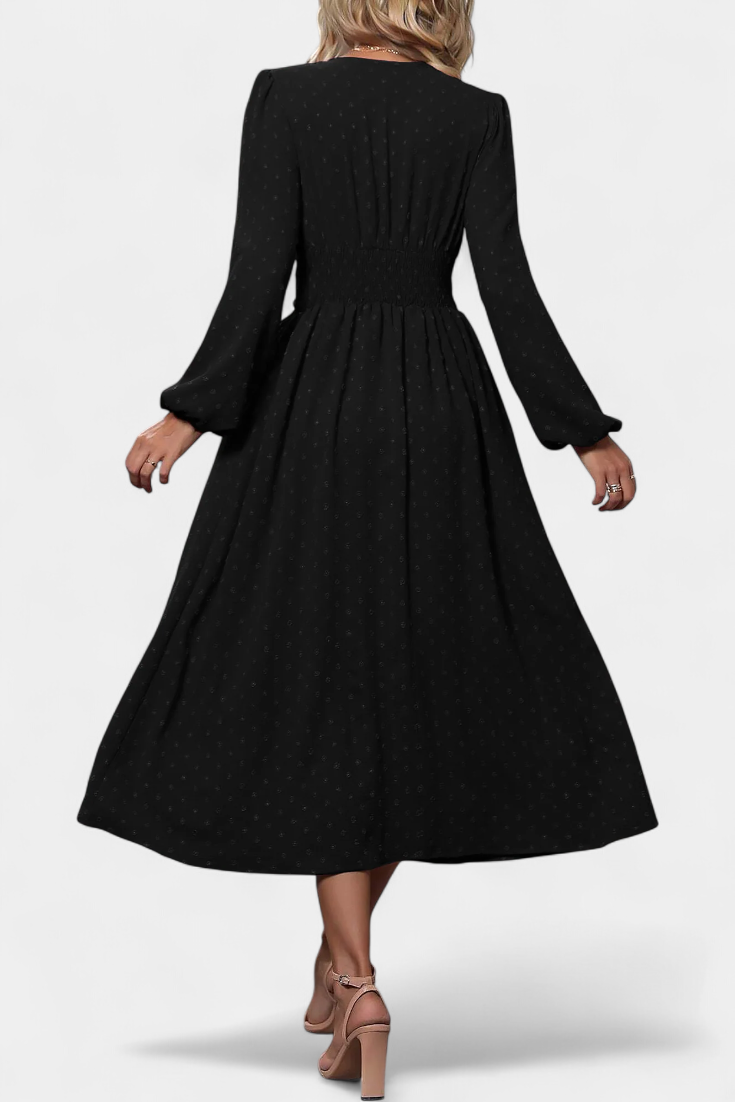 Faela Vestido Midi Oficina Lunares Suizos Exclusiva