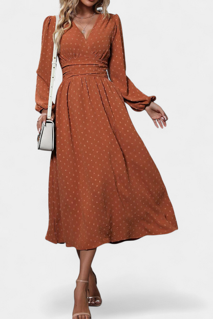 Faela Vestido Midi Oficina Lunares Suizos Exclusiva
