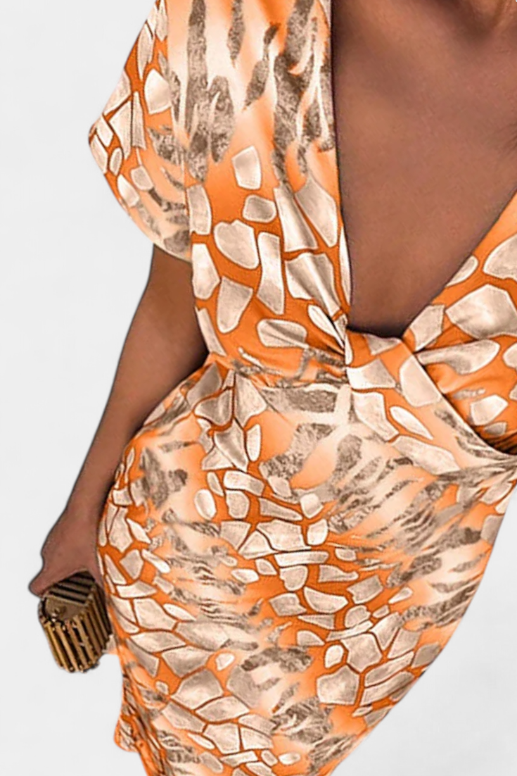 Vestido Triana Estampado Abstracto Con Escote En V Veraniego