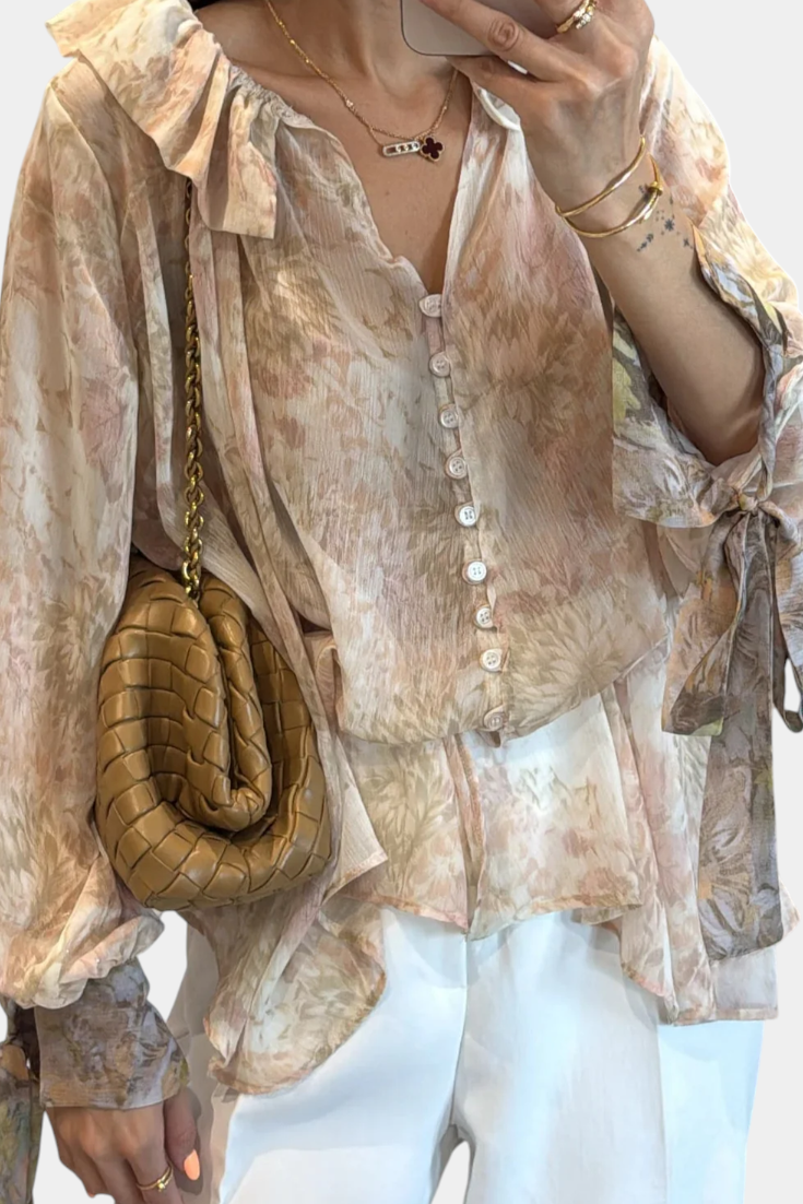 Blusa Dunas Susurrantes Brisa Pastel Botones De Nácar