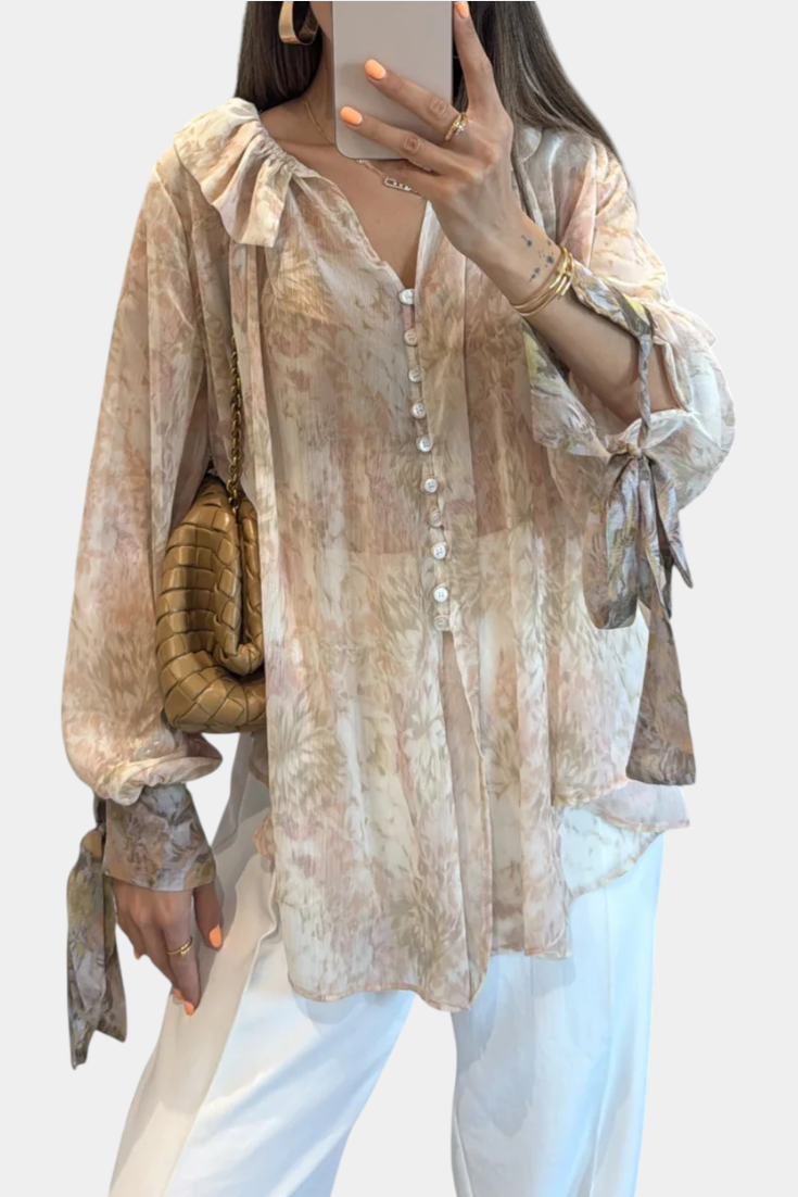 Blusa Dunas Susurrantes Brisa Pastel Botones De Nácar