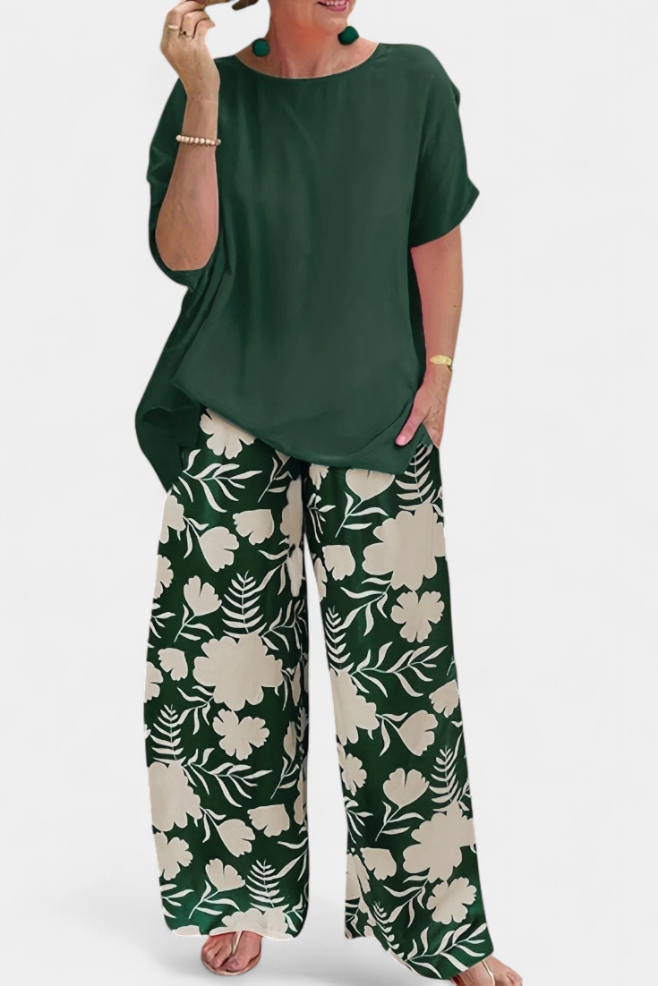 Conjunto Floral Aivy Dos Piezas Confort Toque Relajado