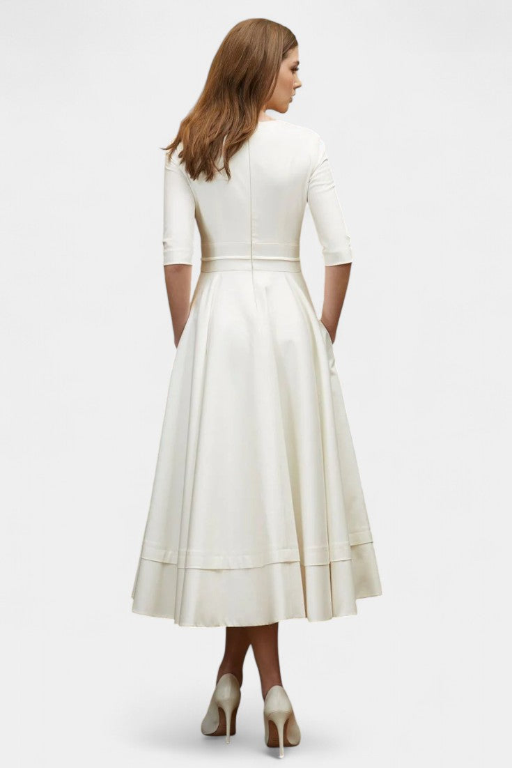 Vestido Midi A Line Nylah Encanto Vintage Tejido Suave