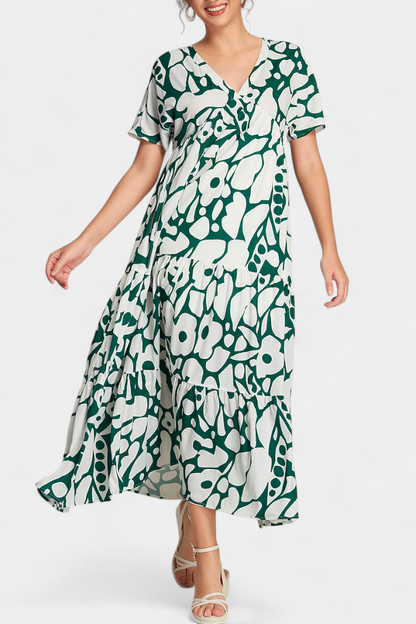 Vuela Con Nélida Vestido Fluido Estampado Con Escote En V