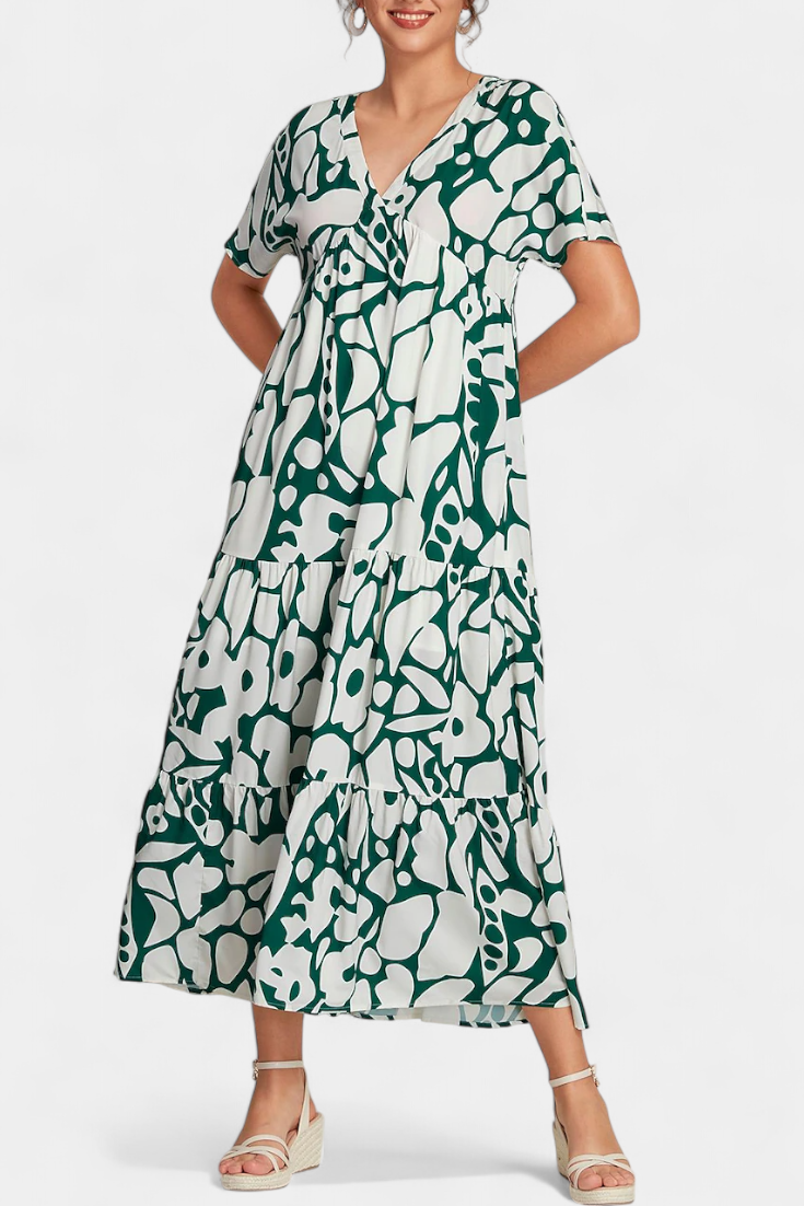 Vuela Con Nélida Vestido Fluido Estampado Con Escote En V