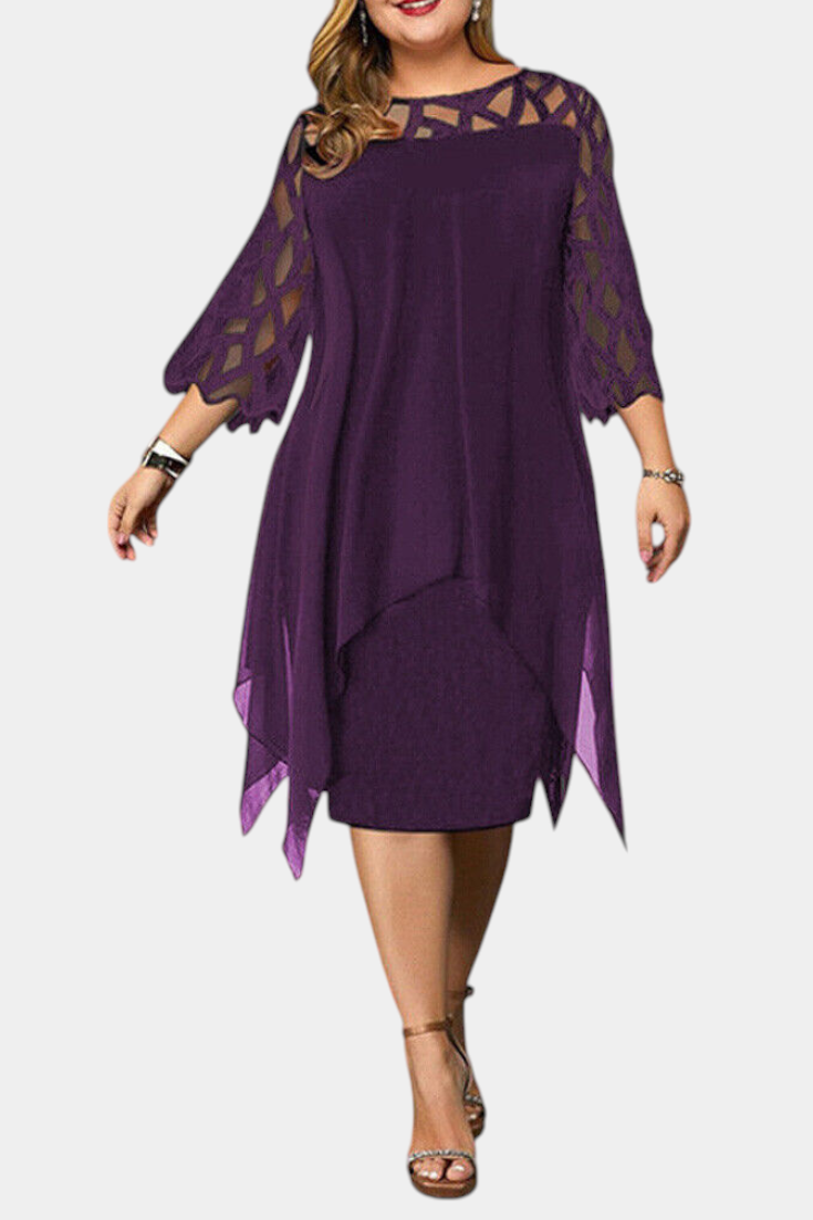 Vestido Midi Yana Exclusivo Talla Grande Con Encaje Chic